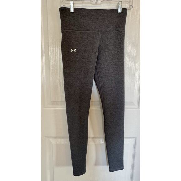 Under Armour Women's ColdGear Leggings In A Dark Grey Heathered Color Small - Picture 2 of 5
